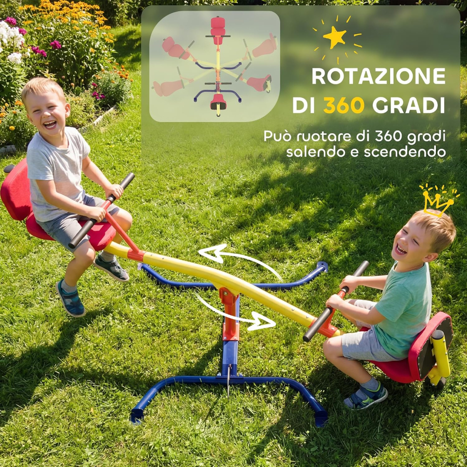 AIYAPLAY altalena a bilico per bambini girevole 360°