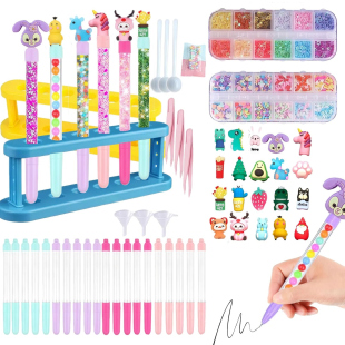 Aoksily Kit Crea Penne Glitterate – 20 Penne e 60+ Accessori Fai Da Te