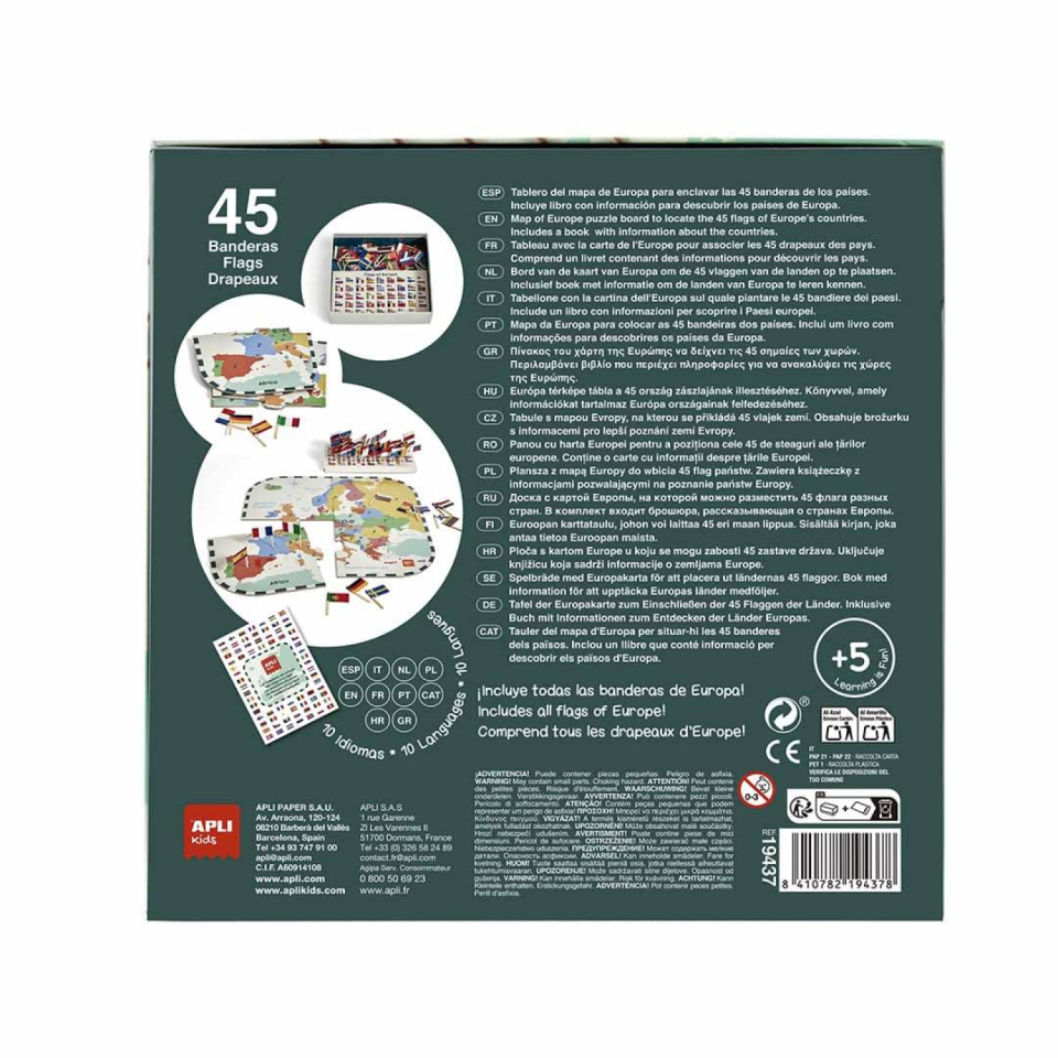 APLI Kids puzzle bandiere d’Europa con mappa