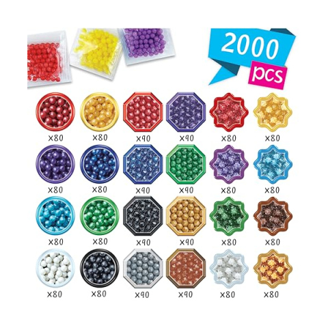 Aquabeads Ricarica Perline Brillanti 2000 Pezzi 24 Colori