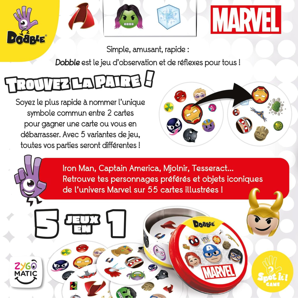 Asmodee Dobble Marvel gioco di carte da 6 anni