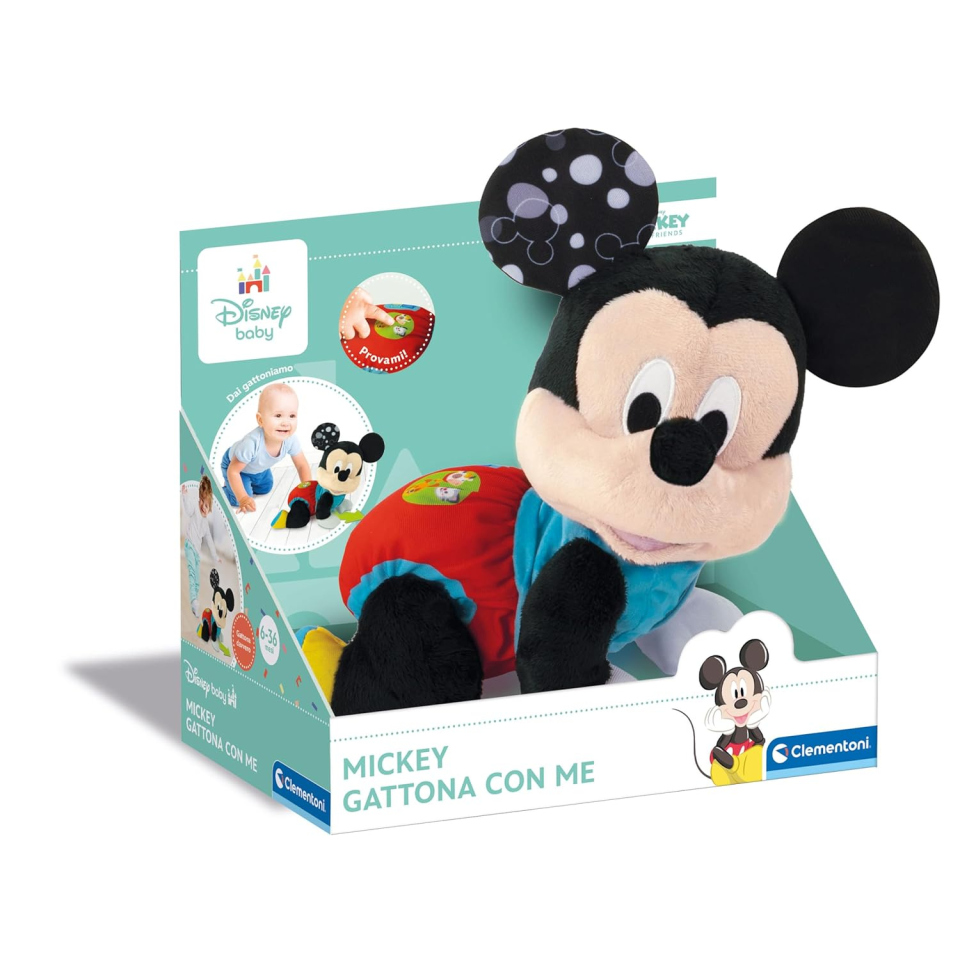 Clementoni Baby Mickey Gattona con Me – Peluche Interattivo