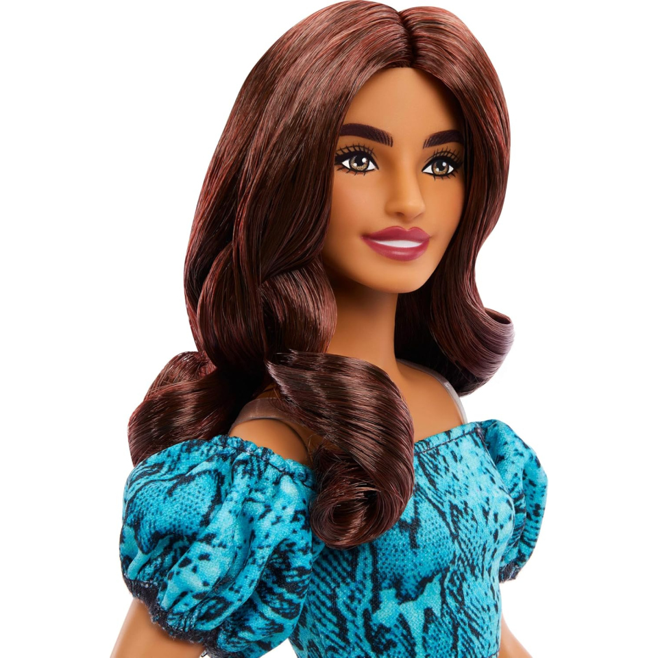 Barbie Fashionistas bambola castana con completo turchese