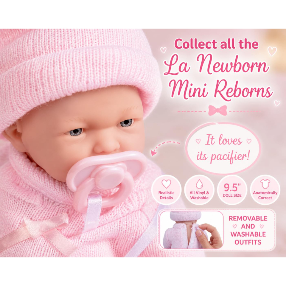Berenguer bambolotto neonato femmina con tutina rosa
