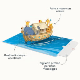 papercrush Biglietto Pop-up Arca di Noè per Battesimo e Nascita
