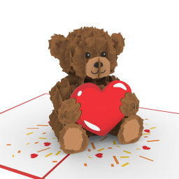 Biglietto pop-up orsetto papercrush con cuore 3D