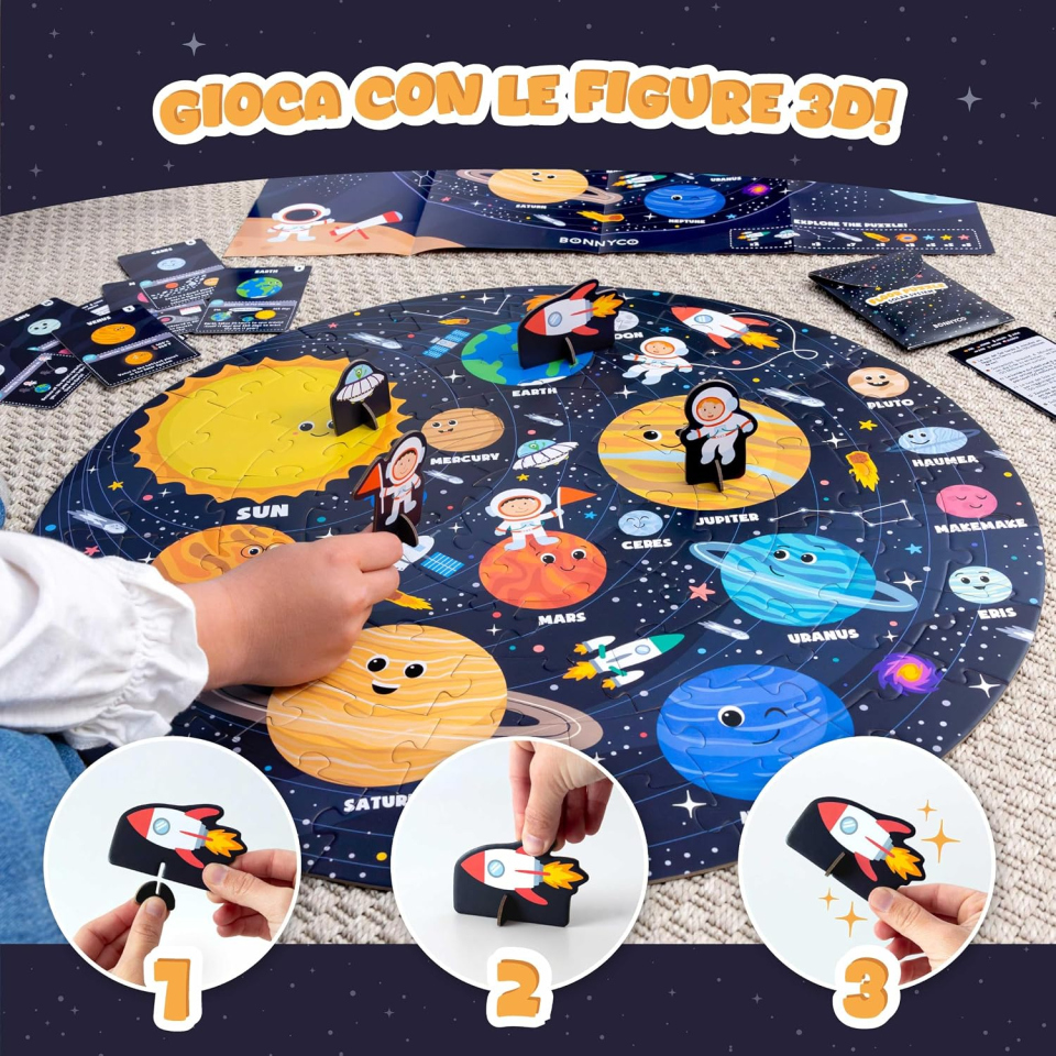 BONNYCO Puzzle Sistema Solare XXL 70 Pezzi per Bambini