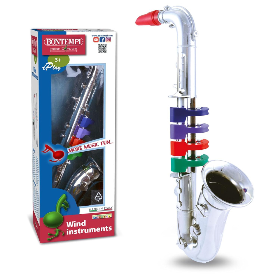 Bontempi sassofono giocattolo cromato con quattro note