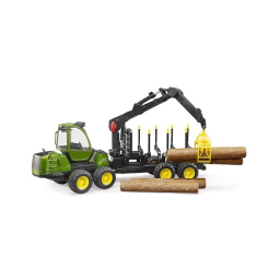 Bruder John Deere 1210E – Retroescavatore Forestale con Tronchi 1:16