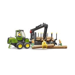 Bruder John Deere 1210E – Retroescavatore Forestale con Tronchi 1:16