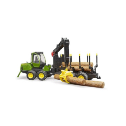 Bruder John Deere 1210E – Retroescavatore Forestale con Tronchi 1:16