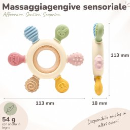 CAJA anello dentizione neonato in silicone e legno