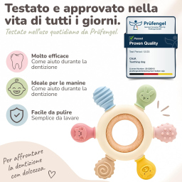 CAJA anello dentizione neonato in silicone e legno