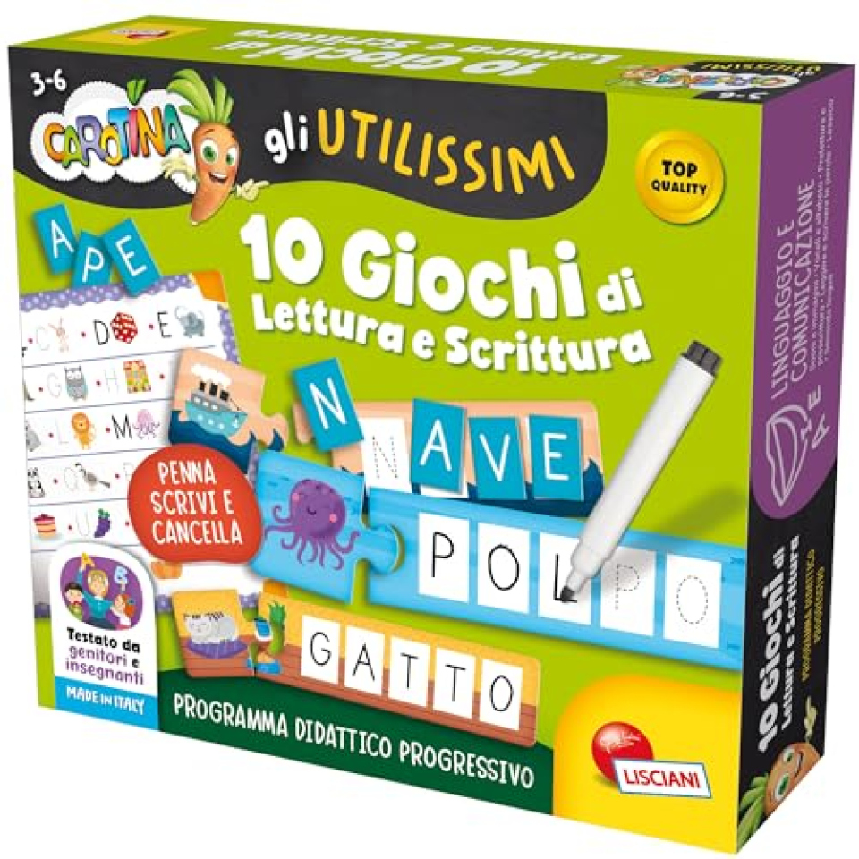 Carotina 10 Giochi di Lettura e Scrittura – Lisciani Giochi