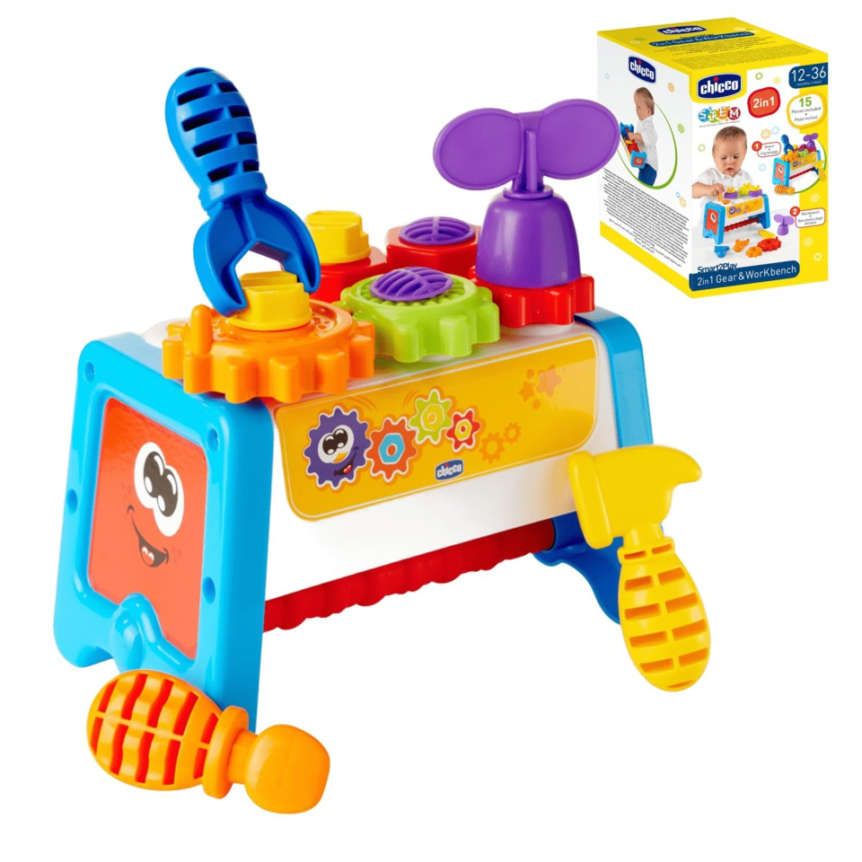 Chicco Cassetta degli Attrezzi 2 in 1 – Banco da Lavoro STEM 1-3 Anni