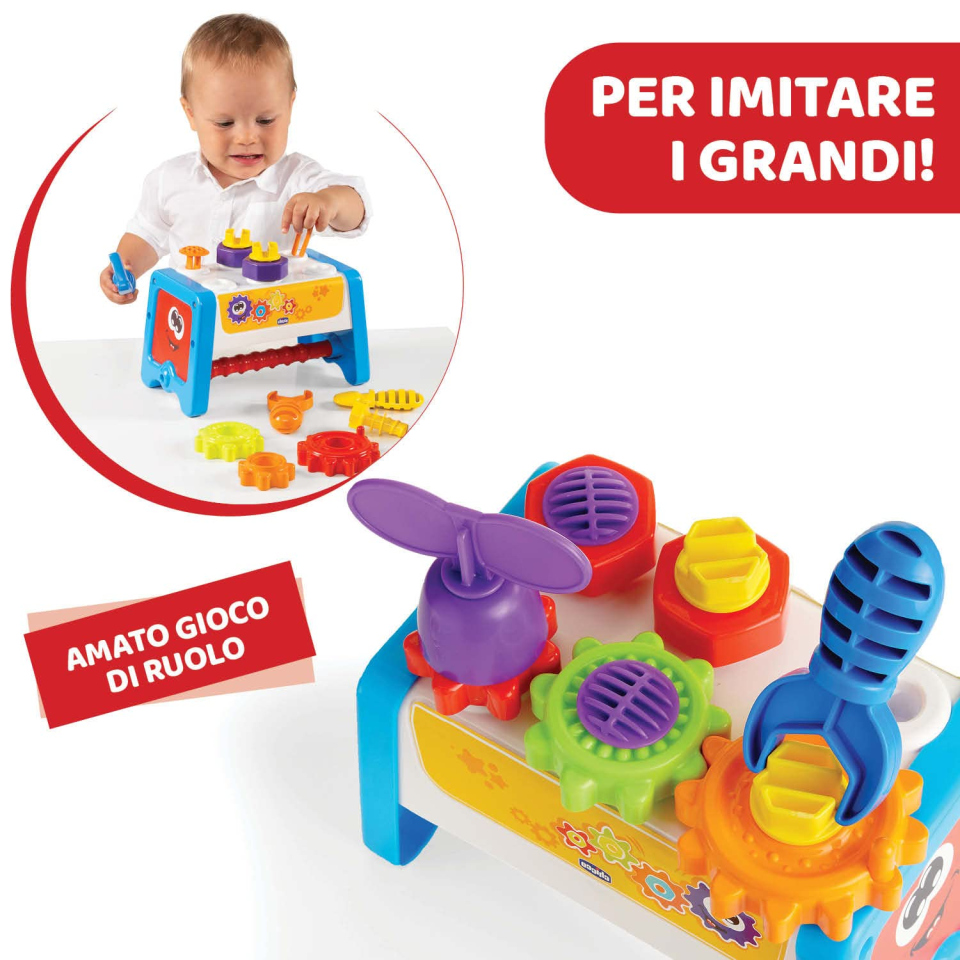 Chicco Cassetta degli Attrezzi 2 in 1 – Banco da Lavoro STEM 1-3 Anni