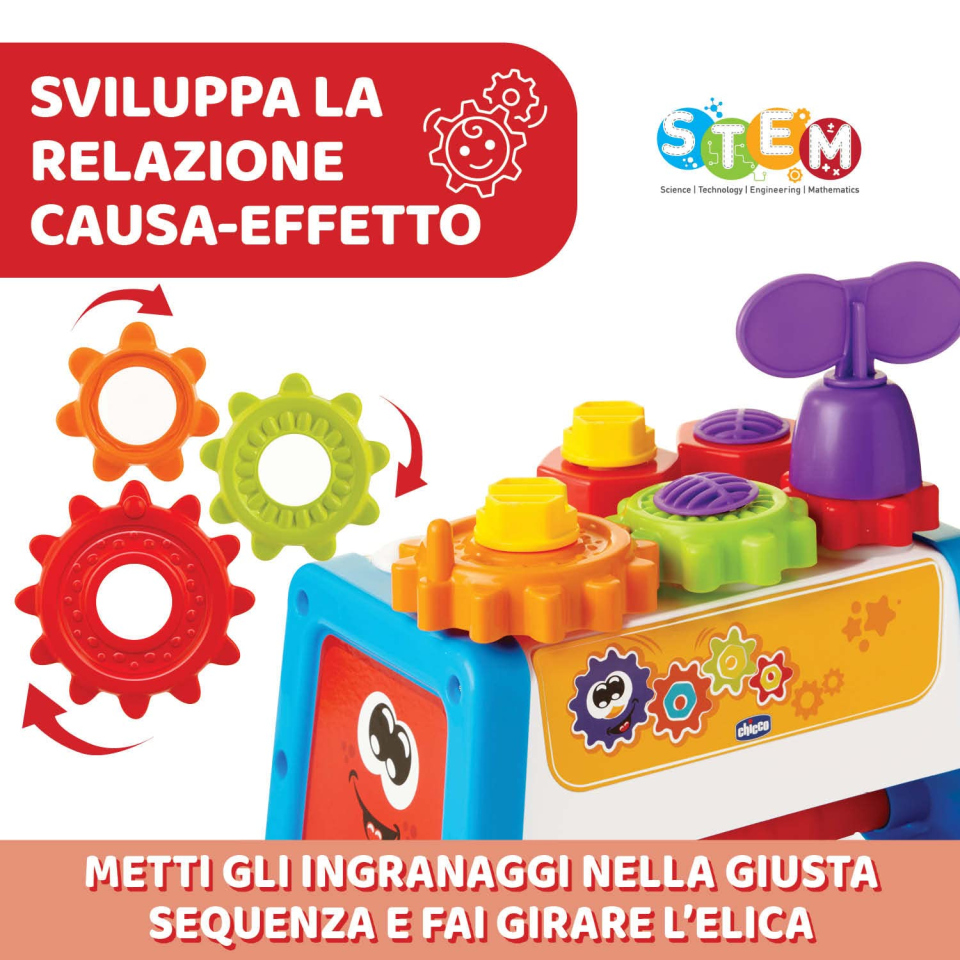Chicco Cassetta degli Attrezzi 2 in 1 – Banco da Lavoro STEM 1-3 Anni
