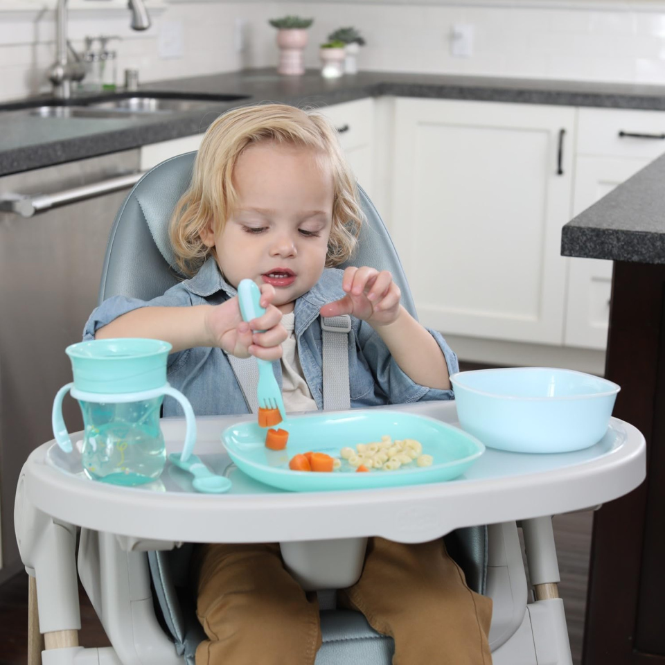 Chicco Set Pappa Svezzamento 12M+ Rosa – Piatti, Posate e Tazza 360°