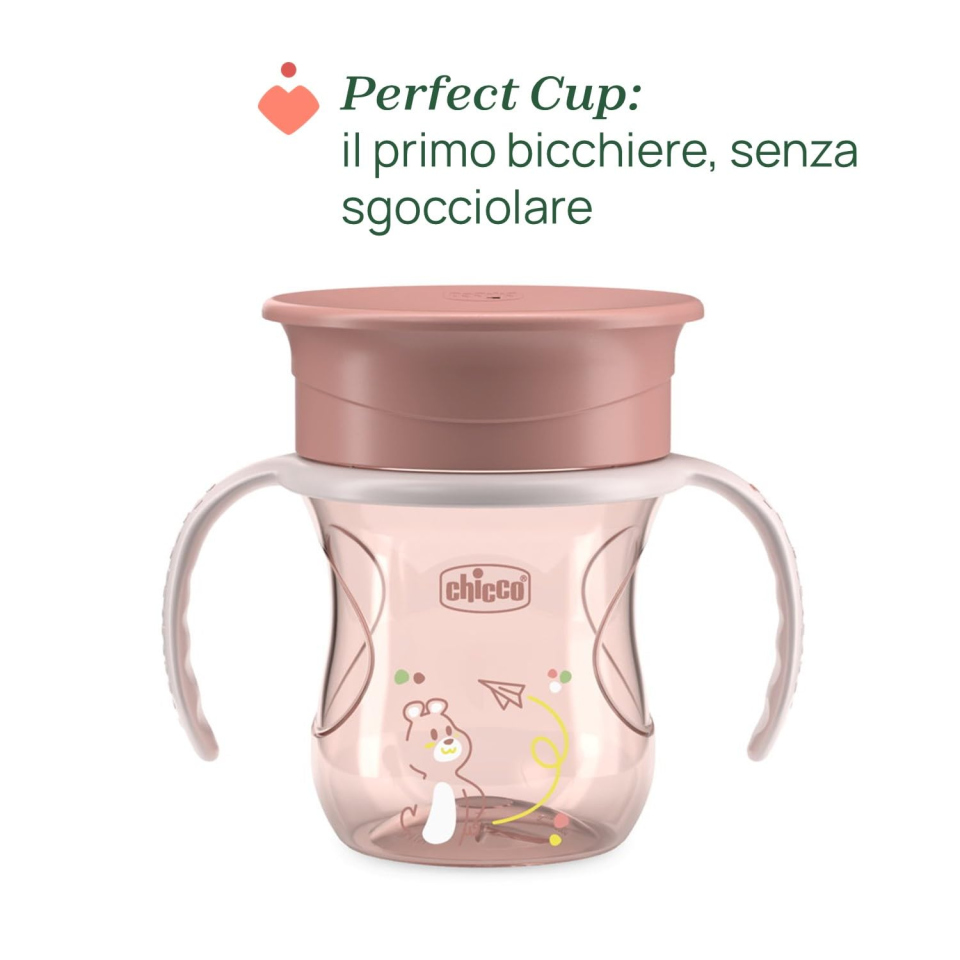 Chicco Set Pappa Svezzamento 12M+ Rosa – Piatti, Posate e Tazza 360°
