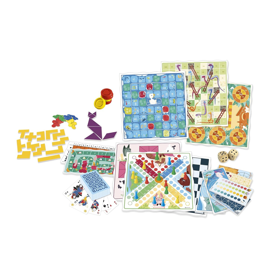 Clementoni 100 Giochi Riuniti – Raccolta Giochi da Tavolo e Carte dai 4 Anni