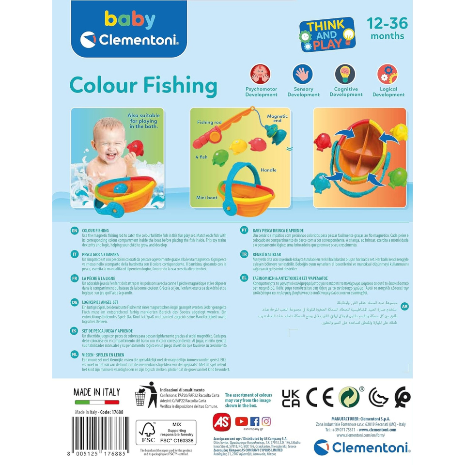Clementoni Baby Colour Fishing – Gioco Pesca Magnetica 12-36 Mesi