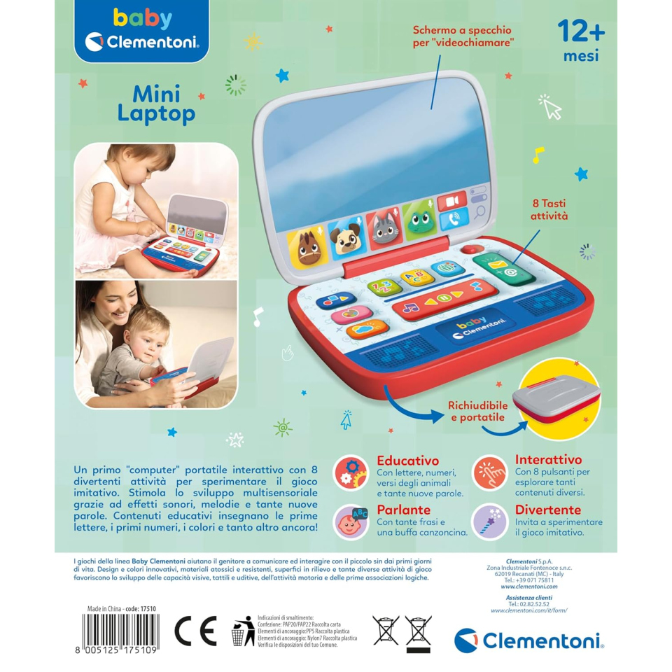 Clementoni Baby Mini Laptop Educativo 12-36 Mesi