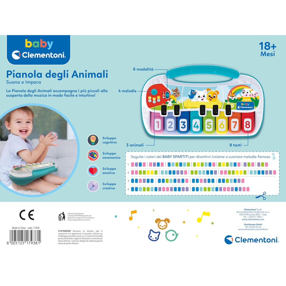 Clementoni Baby Pianola degli Animali – Tastiera Musicale dai 18 Mesi