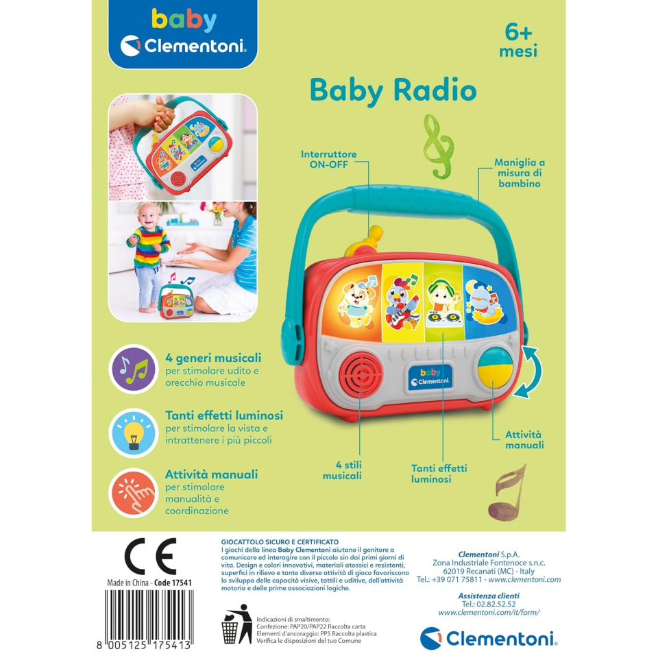 Clementoni Baby Radio – Radiolina Musicale Interattiva 6-36 Mesi
