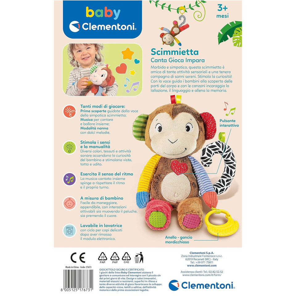 Clementoni Baby Scimmietta Interattiva Canta e Impara