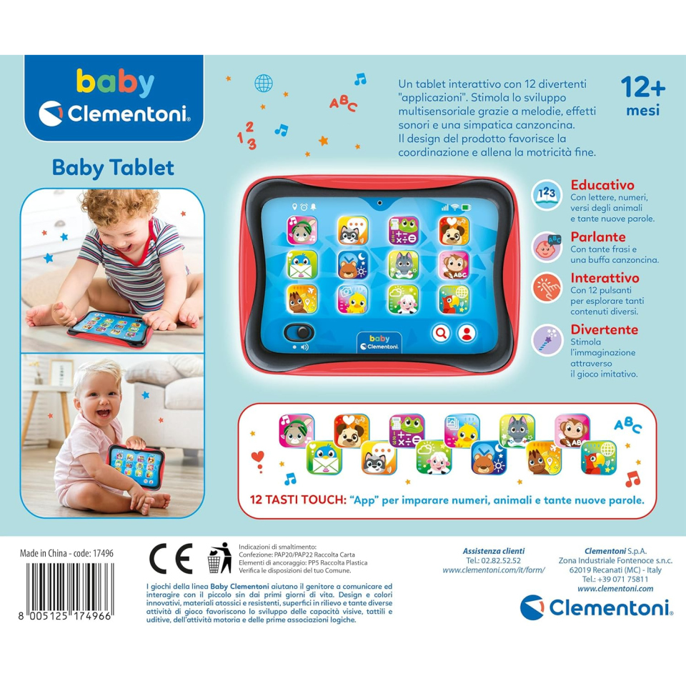 Clementoni Baby Tablet Interattivo Luci e Suoni 12-36 Mesi