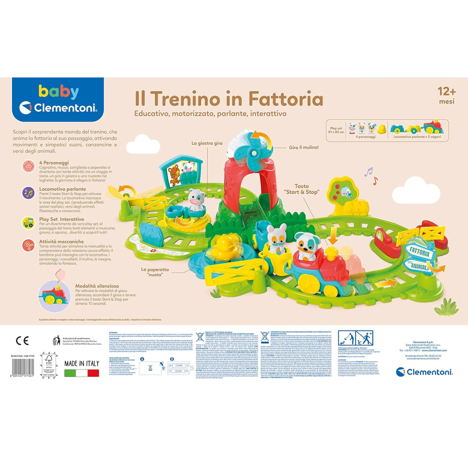 Clementoni Baby Trenino in Fattoria – Playset Elettrico con Animali 12+ Mesi