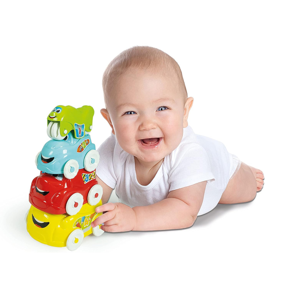 Clementoni Baby Veicoli Attività – 4 Macchinine Impilabili dai 10 Mesi