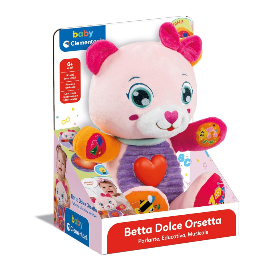 Clementoni Baby Betta Dolce Orsetta – Peluche Interattivo Parlante 6+ Mesi