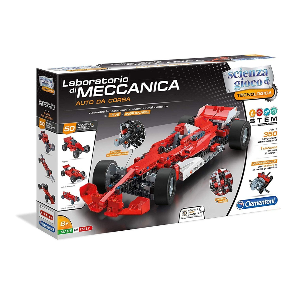 Clementoni Scienza e Gioco Build – Auto da Corsa Rossa 350+ Pezzi