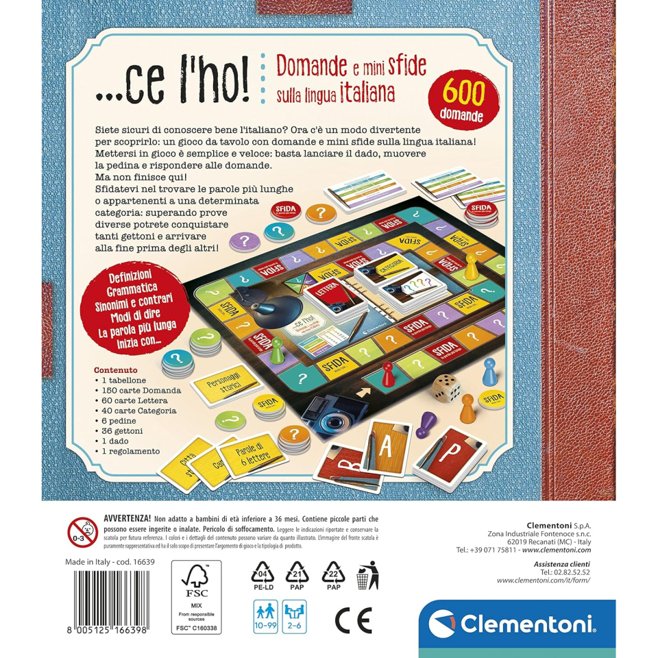 Clementoni Ce l'Ho – Gioco da Tavolo sulla Lingua Italiana