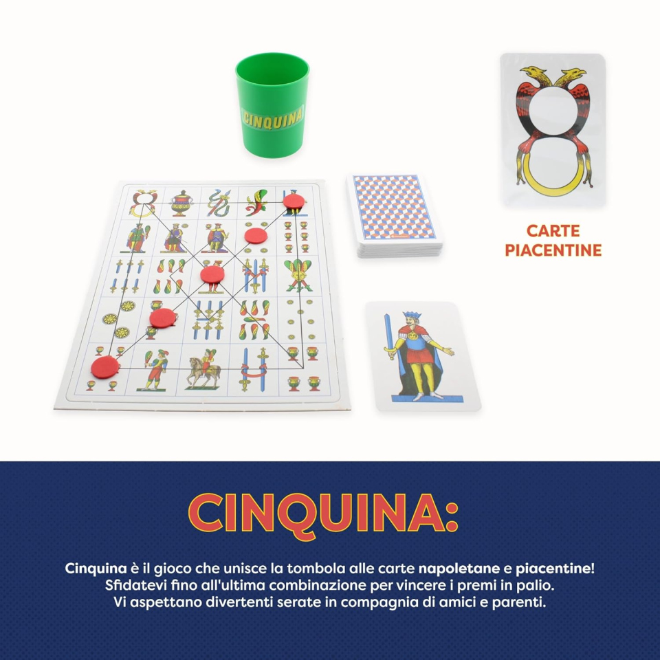 Clementoni Cinquina – Gioco di Carte Napoletane e Piacentine per 2-10 Giocatori