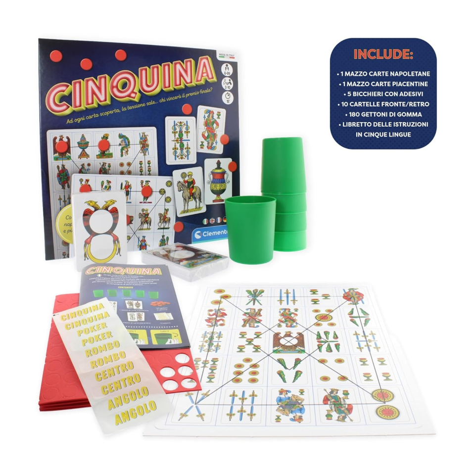 Clementoni Cinquina – Gioco di Carte Napoletane e Piacentine per 2-10 Giocatori
