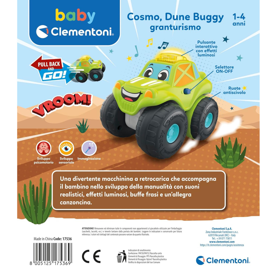 Clementoni Baby Cosmo Dune Buggy – Macchinina Sonora da 1 Anno