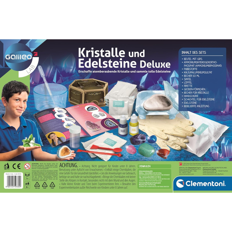 Clementoni Galileo Lab Cristalli e Gemme Deluxe – Kit Scientifico dagli 8 Anni
