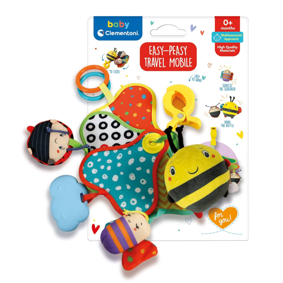 Clementoni Easy-Peasy Travel Mobile – Giostrina da Passeggino e Culla
