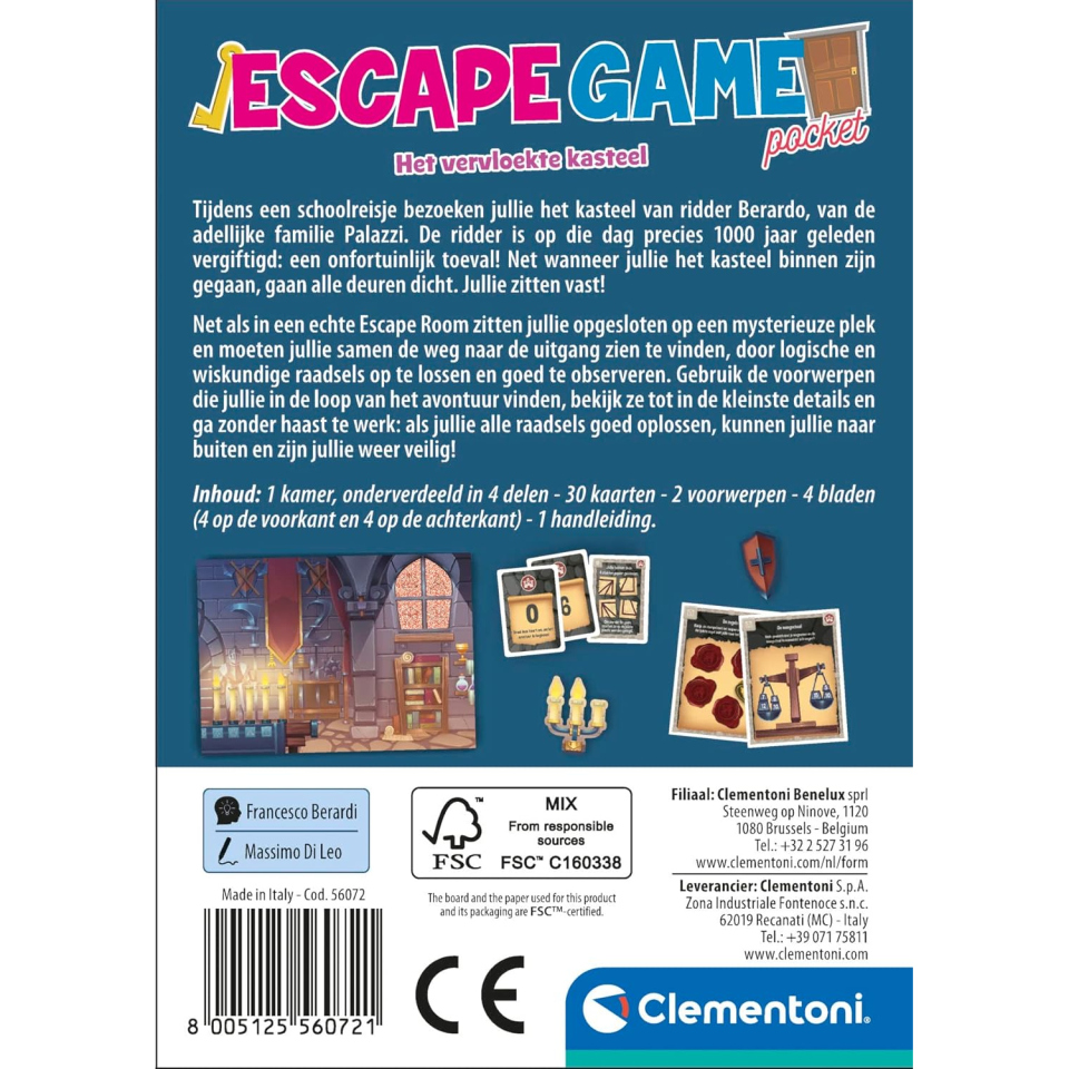 Clementoni Escape Game Castle – Gioco da Tavolo Enigmi e Indovinelli