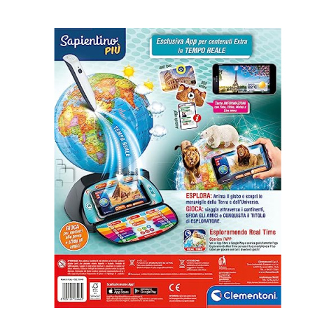 Clementoni Sapientino Esploramondo Real Time – Mappamondo Interattivo Bluetooth