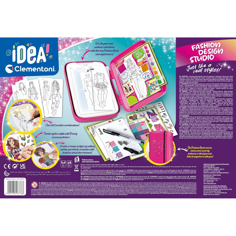 Clementoni Fashion Designer – Set Disegno Moda con Lavagna Luminosa