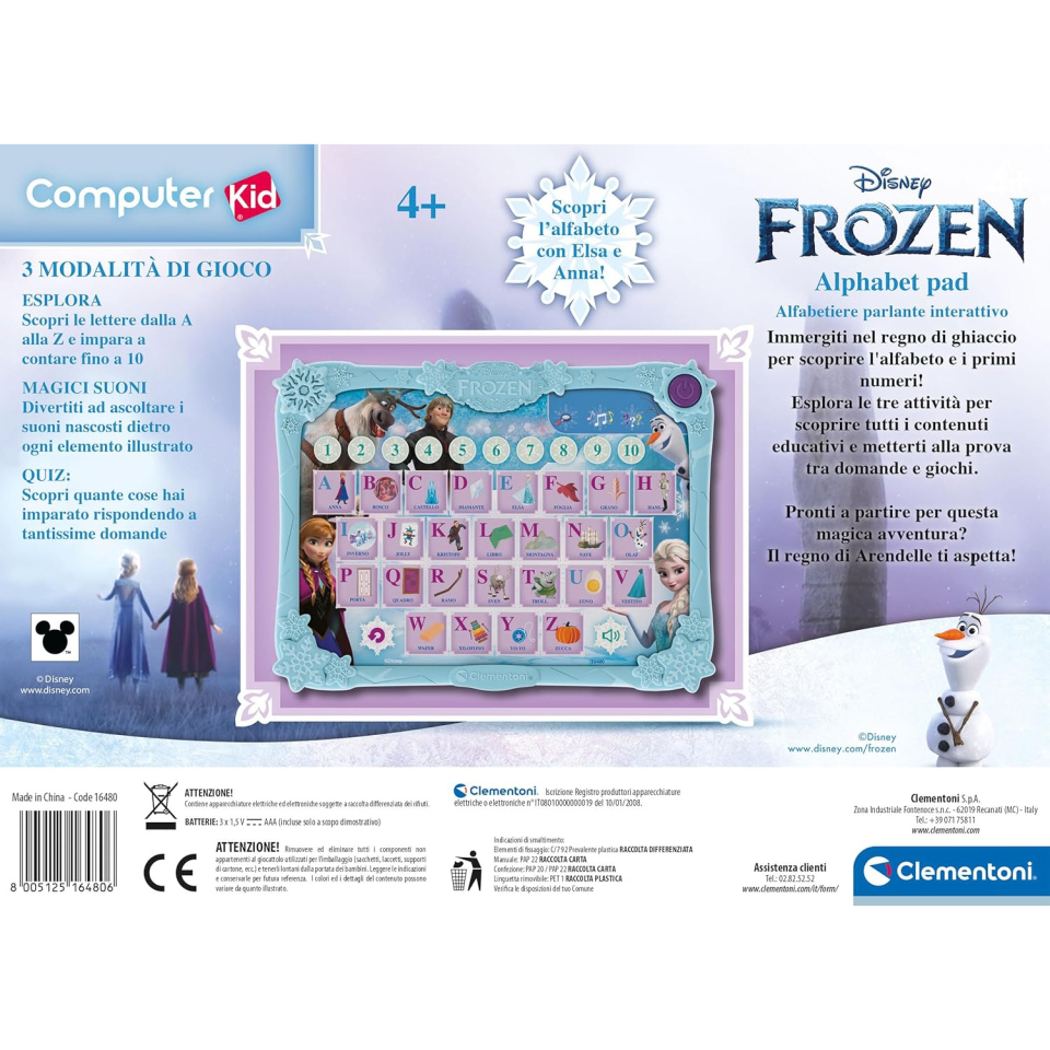 Clementoni Frozen Alphabet Pad – Alfabetiere Elettronico Interattivo