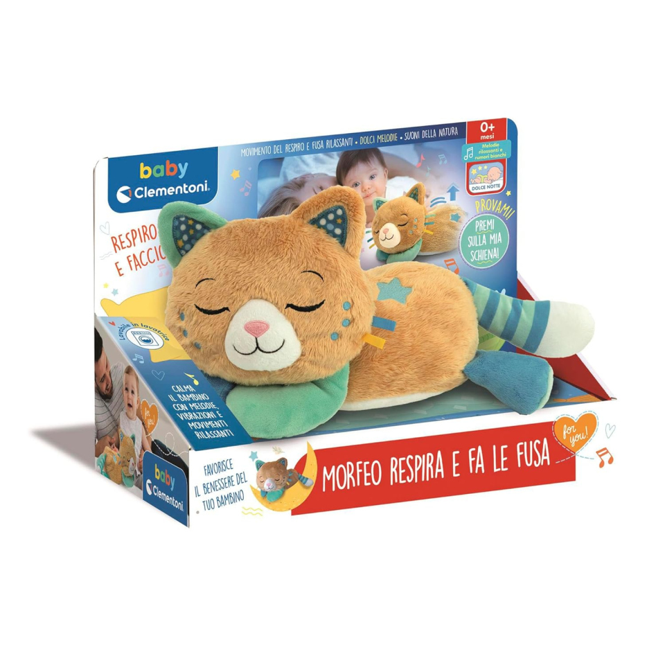 Clementoni Baby Gattino Morfeo – Peluche Interattivo con Fusa e Respirazione