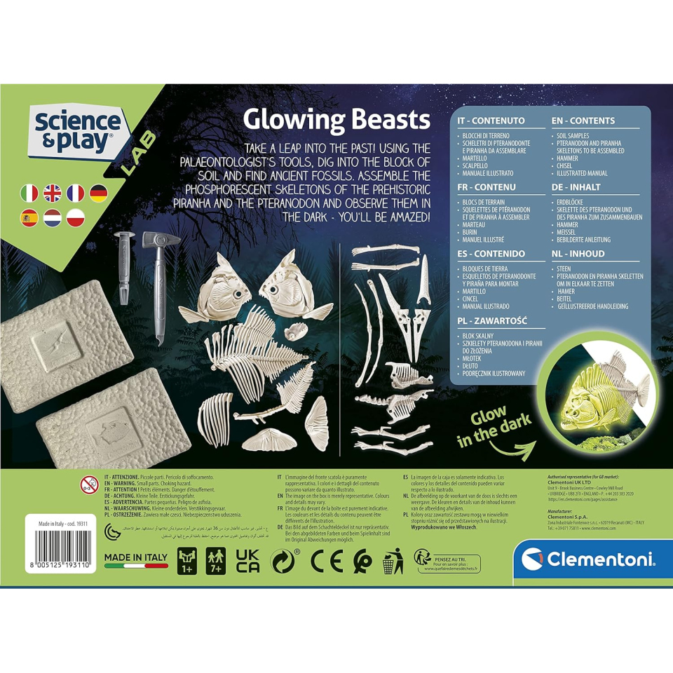 Clementoni Glowing Beasts – Kit Scavo Dinosauri Fosforescenti
