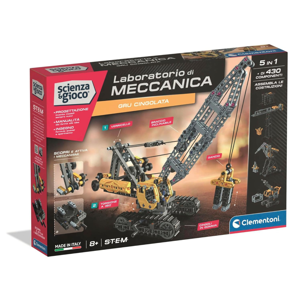Clementoni Laboratorio di Meccanica – Gru Cingolata 5 in 1