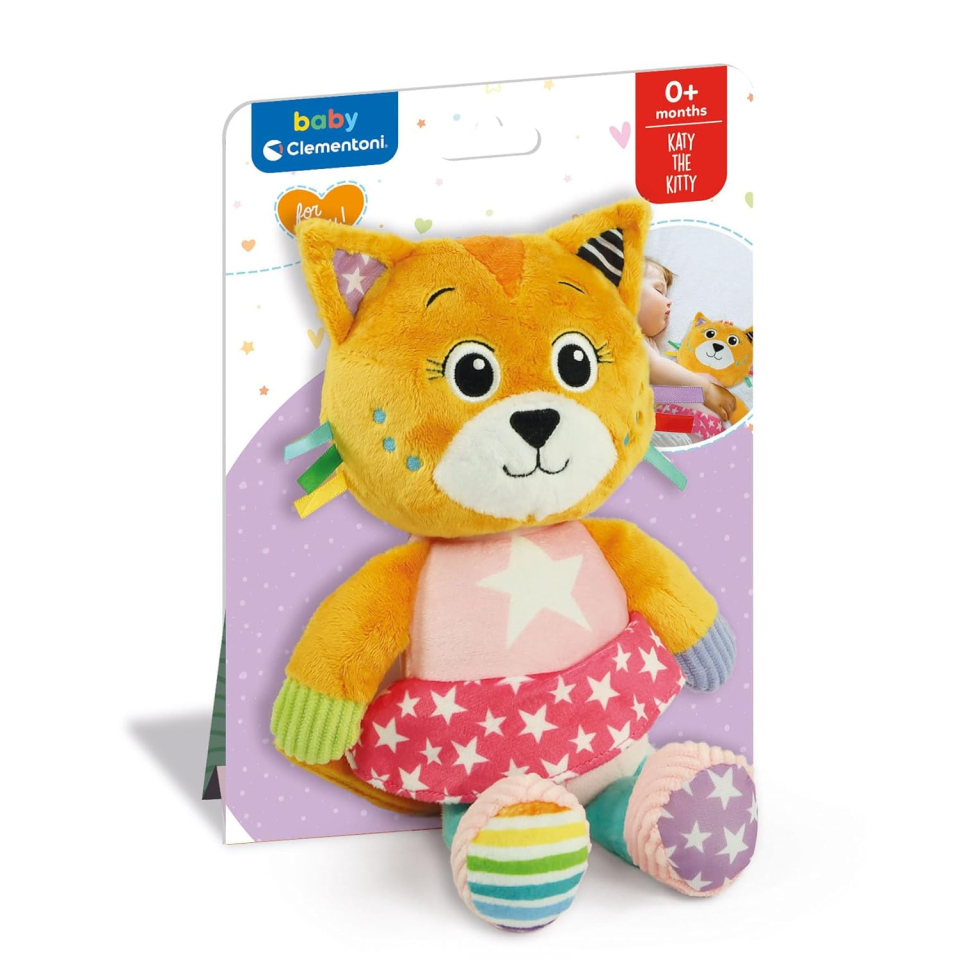 Clementoni Katy The Kitty – Peluche Gatto per Neonati 0-36 Mesi