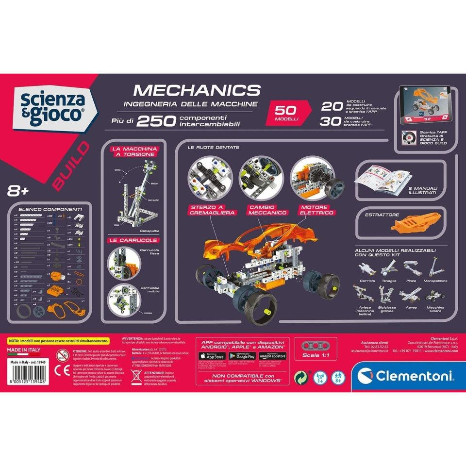 Clementoni Laboratorio di Meccanica – Kit Costruzioni 250+ Pezzi