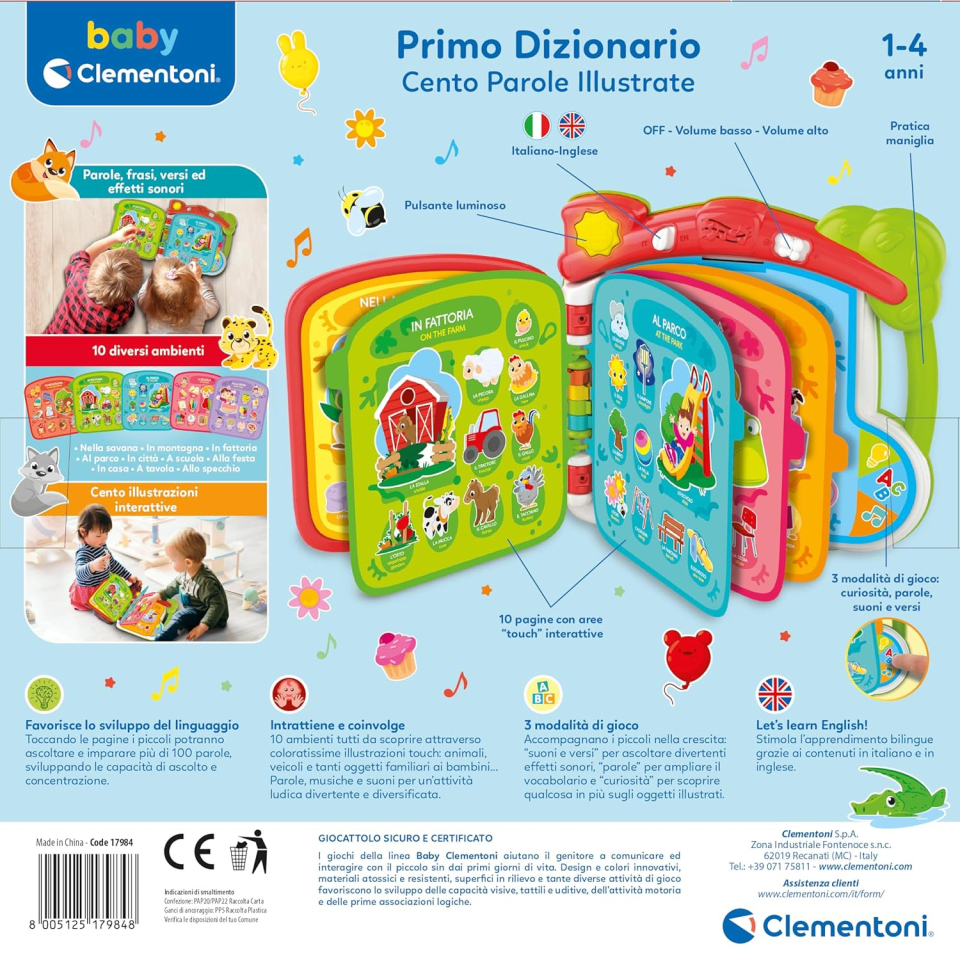 Clementoni Baby Scopro il Mondo – Libro Interattivo 100 Parole